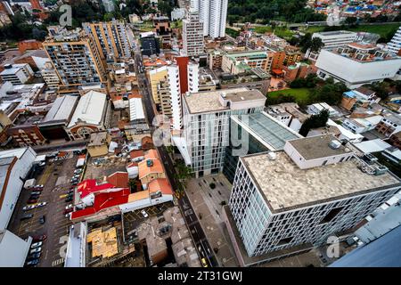 Vue aérienne du quartier de Santa Fe dans la ville de Bogota, Colombie Banque D'Images