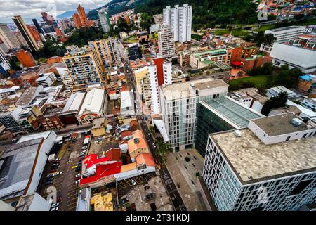 Vue aérienne du quartier de Santa Fe dans la ville de Bogota, Colombie Banque D'Images