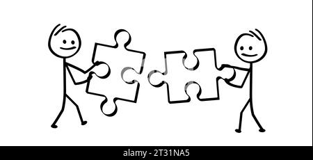 Connexion d'éléments de puzzle. Travail d'équipe, puzzle pièces modèle de ligne de connexion. Icône ou pictogramme de pièces de puzzle. Concept commercial. Symbole de team Banque D'Images