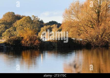 South Shore Lough Neagh, comté d'Armagh, Irlande du Nord, Royaume-Uni. 22 octobre 2023. Météo britannique - après un froid commencer une belle journée d'automne avec de longues périodes de soleil agréable. Crédit : CAZIMB/Alamy Live News. Banque D'Images