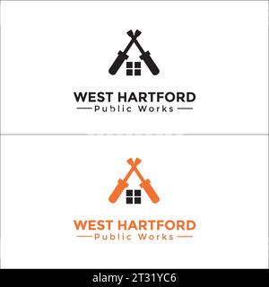 Home Repair Company logo Design en forme colorée et noire et blanche Illustration de Vecteur