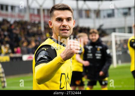 Lillestrom, Norvège. 22 octobre 2023. Ylldren Ibrahimaj (7) de Lillestrom vu après le match Eliteserien entre Lillestrom et Vaalerenga au Aaraasen Stadion Lillestrom. (Crédit photo : Gonzales photo/Alamy Live News Banque D'Images