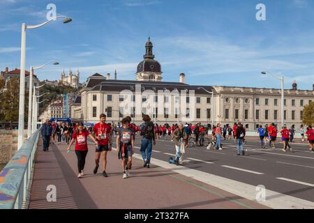 22.10.2023 course à Lyon, Pont de la Guillotière, Lyon, France. Banque D'Images