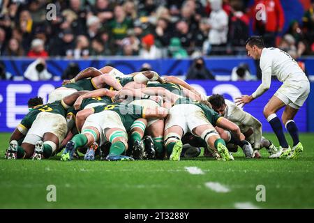 Saint-Denis, France, France. 21 octobre 2023. Illustration de Scrum lors de la coupe du monde 2023, match de demi-finale entre l'Angleterre et l'Afrique du Sud au Stade de France le 21 octobre 2023 à Saint-Denis près de Paris. (Image de crédit : © Matthieu Mirville/ZUMA Press Wire) USAGE ÉDITORIAL SEULEMENT! Non destiné à UN USAGE commercial ! Banque D'Images