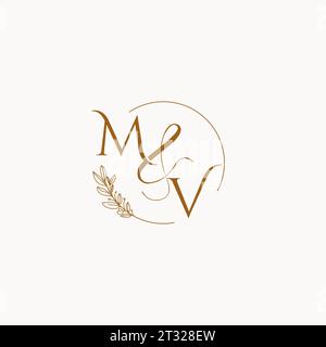 Idées de conception de logo de monogramme de mariage initial MV Illustration de Vecteur