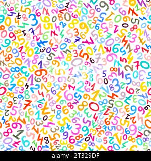 Seamless Pattern - Wax crayon Numbers font lettres sur fond blanc. Banque D'Images