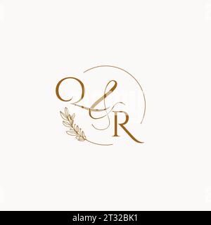 Idées de conception initiale de logo de monogramme de mariage QR Illustration de Vecteur