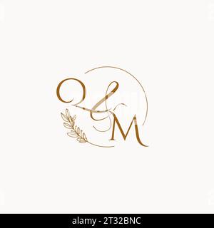 Idées de conception initiale de logo de monogramme de mariage QM Illustration de Vecteur