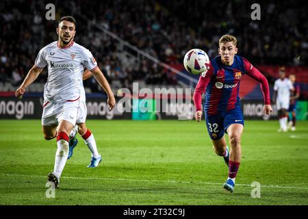 Barcelone, Espagne. 22 octobre 2023. Fermín (FC Barcelone) lors d'un match de SEGUNDA FEDERACI'N RFEF entre le FC Barcelone et l'Athletic Club à Estadi Olímpic Lluis Companys, à Barcelone, Espagne, le 22 octobre 2023. (Photo/Felipe Mondino) crédit : CORDON PRESSE/Alamy Live News Banque D'Images