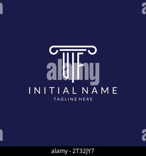 Monogramme de logo UF avec vecteur de conceptions de forme de pilier Illustration de Vecteur