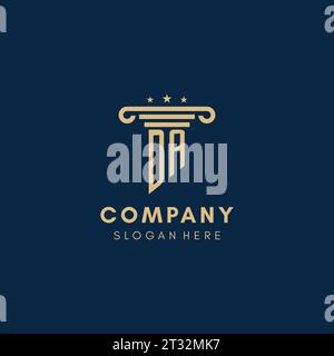 DA monogramme logo initial avec pilier et étoiles, inspiration de conception de cabinet juridique Illustration de Vecteur