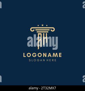Logo initial monogramme droit avec pilier et étoiles, inspiration de conception de cabinet juridique Illustration de Vecteur