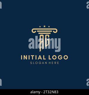 AG monogramme logo initial avec pilier et étoiles, inspiration de conception de cabinet juridique Illustration de Vecteur
