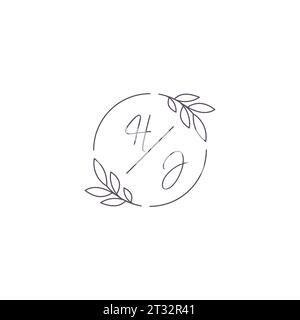 Initiales HJ monogramme logo de mariage avec contour de feuille simple et graphique vectoriel de style cercle Illustration de Vecteur