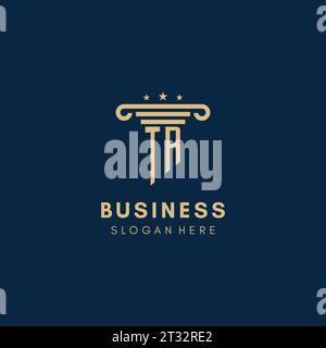 Logo initial de monogramme TR avec pilier et étoiles, inspiration de conception de cabinet juridique Illustration de Vecteur