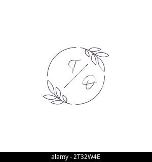 Initiales AU logo de mariage monogramme avec contour de feuille simple et graphique vectoriel de style cercle Illustration de Vecteur