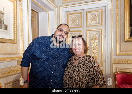 Paris, France. 11 octobre 2023. Alexandre Fontaine et son épouse fréquentent le Palais Vivienne le 11 octobre 2023 à Paris. Crédit : Véronique Phit Banque D'Images