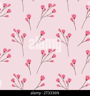 Motif sans couture de brindilles de printemps fleuries dans des teintes vives tendance. Printemps. Concept de conception d'emballage. EPS. Fond de vecteur pour papier peint ou web, affiche, bannière, brochure, carte et autres utilisations différentes Illustration de Vecteur
