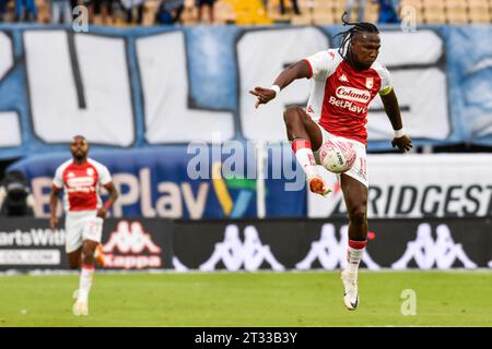 Hugo Rodallega de Santa Fe lors du match de ligue Betplay Dimayor entre l'Independiente Santa Fe (3) V Millonarios football Club (4), au stade Nemesio Camacho el Campin à Bogota, Colombie, le 21 octobre 2023. Photo : Cristian Bayona/long Visual Press crédit : long Visual Press/Alamy Live News Banque D'Images