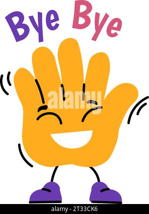 Personnage de main souriante avec vecteur de geste bye bye Illustration de Vecteur