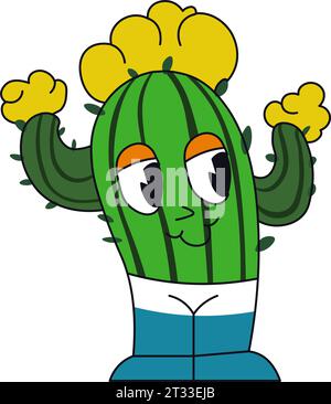 Drôle de personnage de conte de fées sous la forme de cactus Illustration de Vecteur