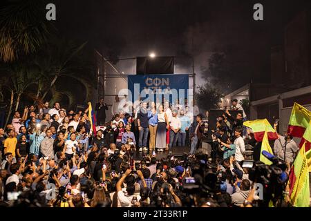 Caracas, capitale du district, Venezuela. 23 octobre 2023. Maria Corina Machado celebra el resultado anunciado por la ComisiÃ³n Nacional de Primarias en el que se le da como ganadora de las elecciones primarias de la oposiciÃ³n venezolana (crédit image : © Elena Fernandez/ZUMA Press Wire) USAGE ÉDITORIAL UNIQUEMENT! Non destiné à UN USAGE commercial ! Banque D'Images