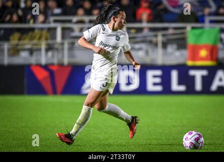 Cary, États-Unis. 22 octobre 2023. Cary, États-Unis, 22 octobre 2023 : Bruninha (3 Gotham FC) lors du quart de finale de la National Women's Soccer League entre North Carolina courage et Gotham FC au WakeMed Soccer Park à Cary, NC États-Unis (USAGE ÉDITORIAL SEULEMENT). (Rebekah Wynkoop/SPP) crédit : SPP Sport Press photo. /Alamy Live News Banque D'Images