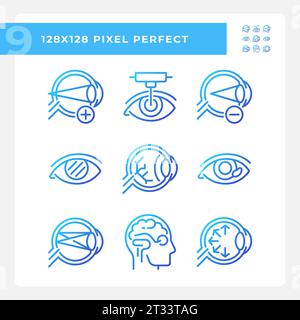 Jeu d'icônes linéaires Pixel Perfect gradient Eye Care Illustration de Vecteur