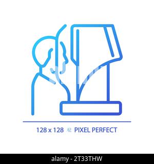 Icône de test oculaire informatisé à gradient linéaire fin 2D. Illustration de Vecteur