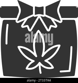 Icône de feuille de marijuana de style glyphe simple 2D. Illustration de Vecteur