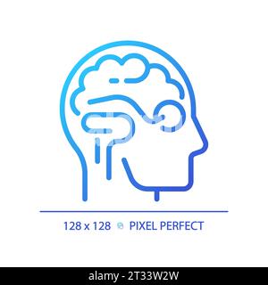 Icône 2D simple à gradient linéaire fin du cerveau et des yeux Illustration de Vecteur