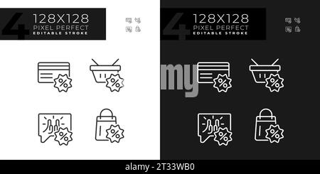 Icônes de remises 2D pixel parfait sombre et clair Illustration de Vecteur