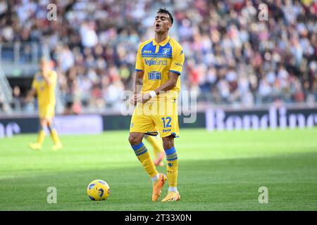 Bologne, Italie. 22 octobre 2023. Reinier (Frosinone Calcio) déçu lors du match de Bologne FC vs Frosinone Calcio, football italien Serie A à Bologne, Italie, octobre 22 2023 Credit : Independent photo Agency/Alamy Live News Banque D'Images