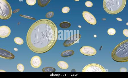1 Euromünzen Fallen vom Himmel Symbolbild zum Thema Geldregen, Reichtum, Geldsegen usw. *** 1 pièces d'euros tombent de l'image symbole du ciel sur le thème de la pluie d'argent, la richesse, la bénédiction d'argent, etc Crédit : Imago/Alamy Live News Banque D'Images