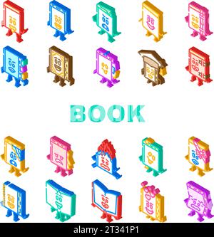 vecteur d'ensemble d'icônes d'école de personnage de livre Illustration de Vecteur