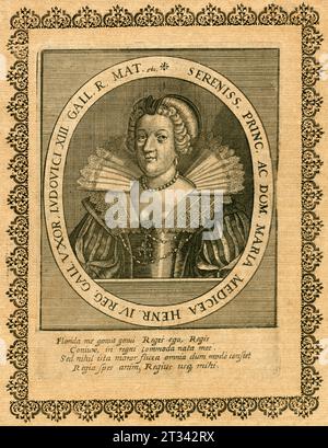 Europa, Frankreich, Maria de Medici, Königin von Frankreich, zweite Frau des französischen Königs Heinrich IV , Mutter Ludwigs XIII , Kupferstich, UM 1650 / Europe, France, Marie de Médicis, reine de France, épouse du roi Henri IV , mère de Louis XIII , gravure sur cuivre , vers 1650 . Banque D'Images