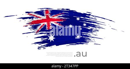 Drapeau australien. Coups de pinceau, grunge. Pinceau peint drapeau australien sur fond blanc. Conception de vecteur, modèle d'affiche nationale, place pour le texte Illustration de Vecteur