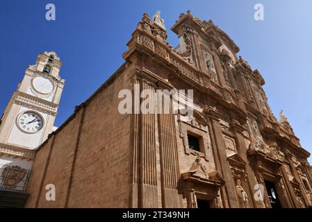 Façade de la Basilique de Sainte Agathe la Vierge, Gallipoli, Italie Banque D'Images