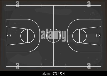 Tableau noir de basket-ball avec stratégie de jeu de craie, plan d'entraîneur. Lignes blanches à bord, formation, éducation. Illustration vectorielle Illustration de Vecteur