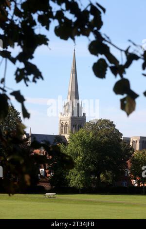 Vues générales de la cathédrale de Chichester à Chichester, West Sussex, Royaume-Uni. Banque D'Images