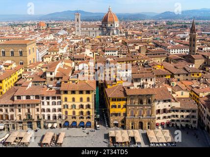 Vue panoramique sur Florence avec la cathédrale, Duomo, Florence, Toscane, Italie, Europe Banque D'Images