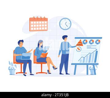 Concept de mentorat en leadership. Coach d'affaires parlant devant le public. illustration moderne vectorielle plate Illustration de Vecteur