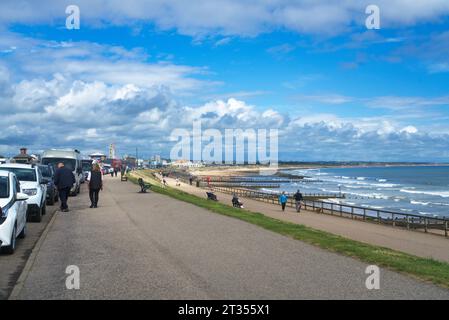 En regardant vers le nord jusqu'à Aberdeen Beach, promenade, Aberdeenshire, Highland Region, Ecosse Royaume-Uni Banque D'Images