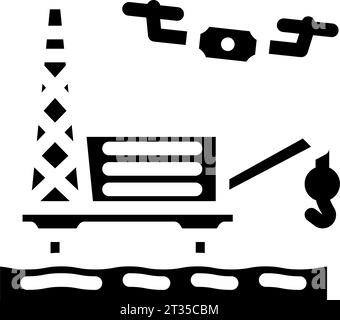 illustration vectorielle d'icône de glyphe de drone d'inspection de gaz de pétrole Illustration de Vecteur