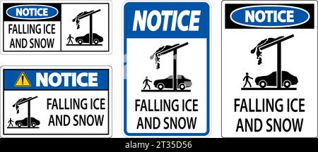 Panneau d'avis sur la glace et la neige attention - panneau de chute de glace et de neige Illustration de Vecteur