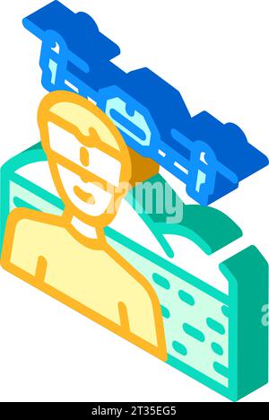 drone pilote drone drone illustration de vecteur d'icône isométrique Illustration de Vecteur