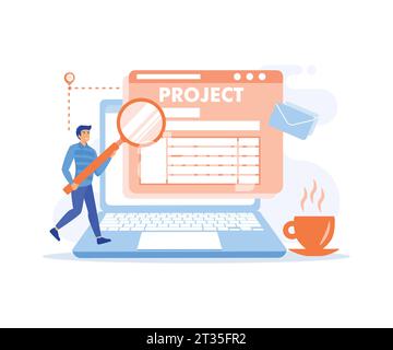 Concept de suivi de projet. Planification, développement et planification de projets d'affaires réussis. illustration moderne vectorielle plate Illustration de Vecteur