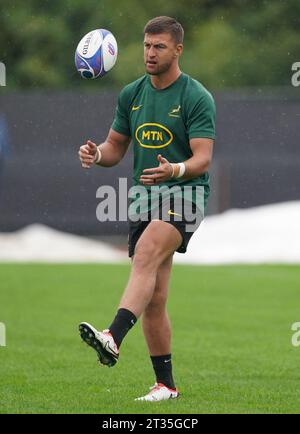 Handre Pollard de l'Afrique du Sud lors d'une séance d'entraînement au Stade des fauvettes à Domont près de Paris. Date de la photo : lundi 23 octobre 2023. Banque D'Images