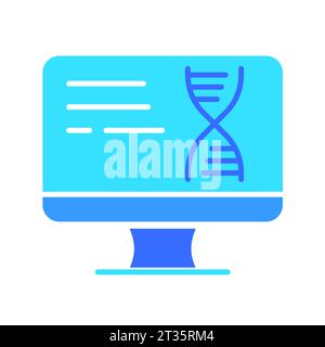 Moniteur avec icône de ligne ADN. Technologie, jeux, formation, ordinateur personnel, Internet. Icône de couleur vectorielle sur un fond blanc pour les affaires et la publicité Illustration de Vecteur