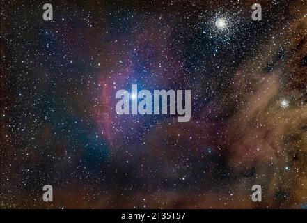Amas globulaire d'étoiles NGC 6144 et nébuleuse Rho Ophiuchi Banque D'Images